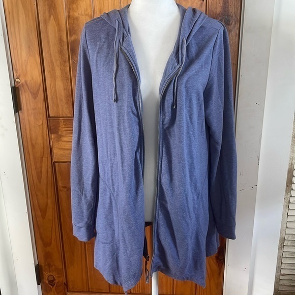 LOGO by Lori Goldstein Jackets & Blazers - LOGO by Lori Goldstein Blue knit Zip up Hoodie Cardigan Jacket Medium